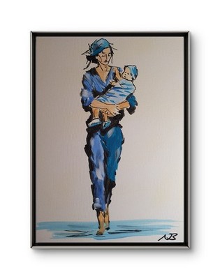 MOTHER AND CHILD 12x16 FIGURATIVE ABSTRACT EXPRESSIONIST ART ORIGINAL PAINTING