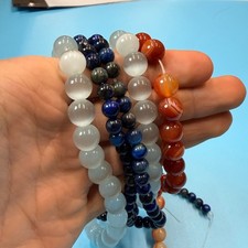Set of 5 Natural Gemstone Round Beads Strands 15" Sizes 6,8,10 mm  B39