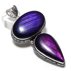 Purple Labradorite Gemstone Handmade 925 Sterling Silver Pendant 3.43" P103