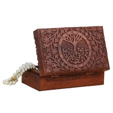 Handmade Sheesham Wood Jewelry Box Organizer with Tree of Life Carving  Wood...
