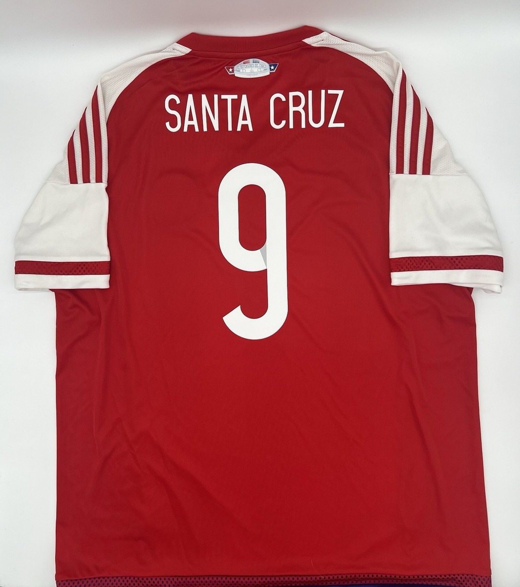 Paraguay 2015/2016 Home Authentic Adidas Santa Cruz #9 Jersey XL