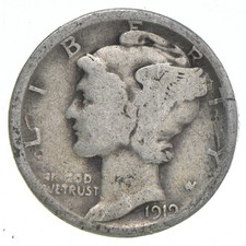 G+ 1919-S Mercury 90% Silver Dime *7459
