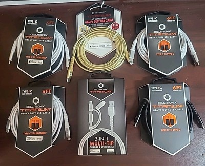 Cell Phone Fast Charging Bundle iPhone, iPad, iPod, TYPE C TO C ANDROID LOT OF 6