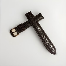 Jacques Lemans 18mm Genuine Alligator Watch Strap - Dark Brown Rose Gold Buckle