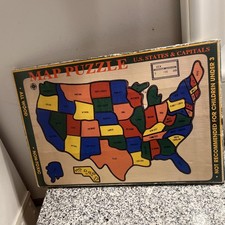 Vintage USA Map Puzzle With Hidden State Capitals