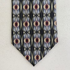 Vintage Geometric Art Tie 1970s Silk Necktie Made in USA Tessellation Pattern C