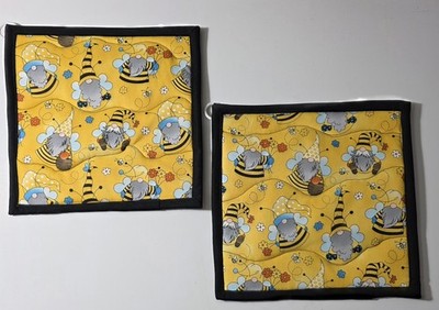 Beekeepers Gnomes Pattern Potholder-9 X 9''-Set of 2 Handmade-Pizazz Creations