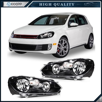 ECCPP Headlights Assembly For Volkswagen Golf Jetta GTI 2010-2014 Pair Kit Black
