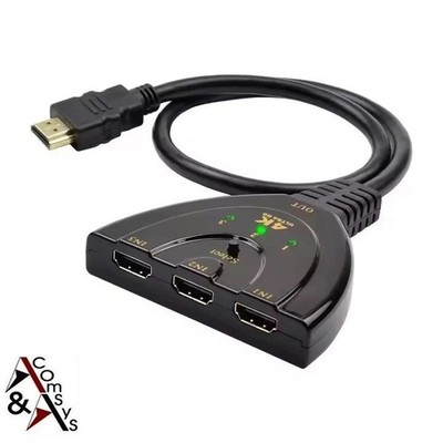 HDMI Switch 3 Port auf 1 Port Umschalter 3x HDMI Eingang 1x HDMI Ausgang 1080p 4