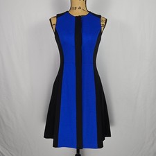 Vince Camuto Womens Fit and Flare Dress Size 2 Colorblock Sleeveless Blue Black