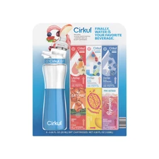 Blue Cirkul Drink System 22oz + 6 Flavor Cartridges Wide Mouth Insulated Sleeve