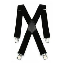 Adjustable General Pants Cross X Shape Suspender Strap Leather Crosspatch