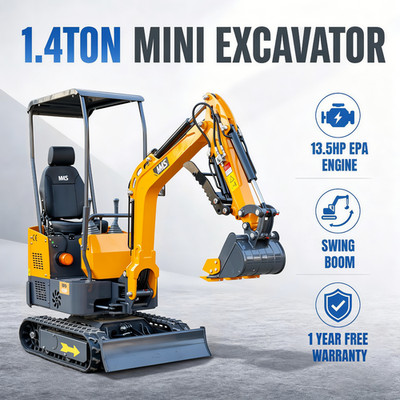 1.4Ton Mini Excavator With Swing Boom B&S EPA Gas Engine MMS Mini Excavator