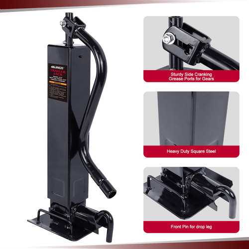 12.5" Lift 13.5" Drop Leg Travel Weld Square Tube Trailer Jack 12000LBS Capacity