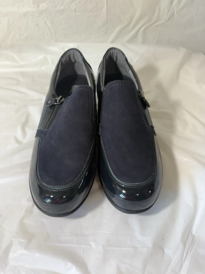 Drew Padua Women's 10WW Loafer Shoes patent suede combo Diabetic Comfort Zip - Image 3 of 4