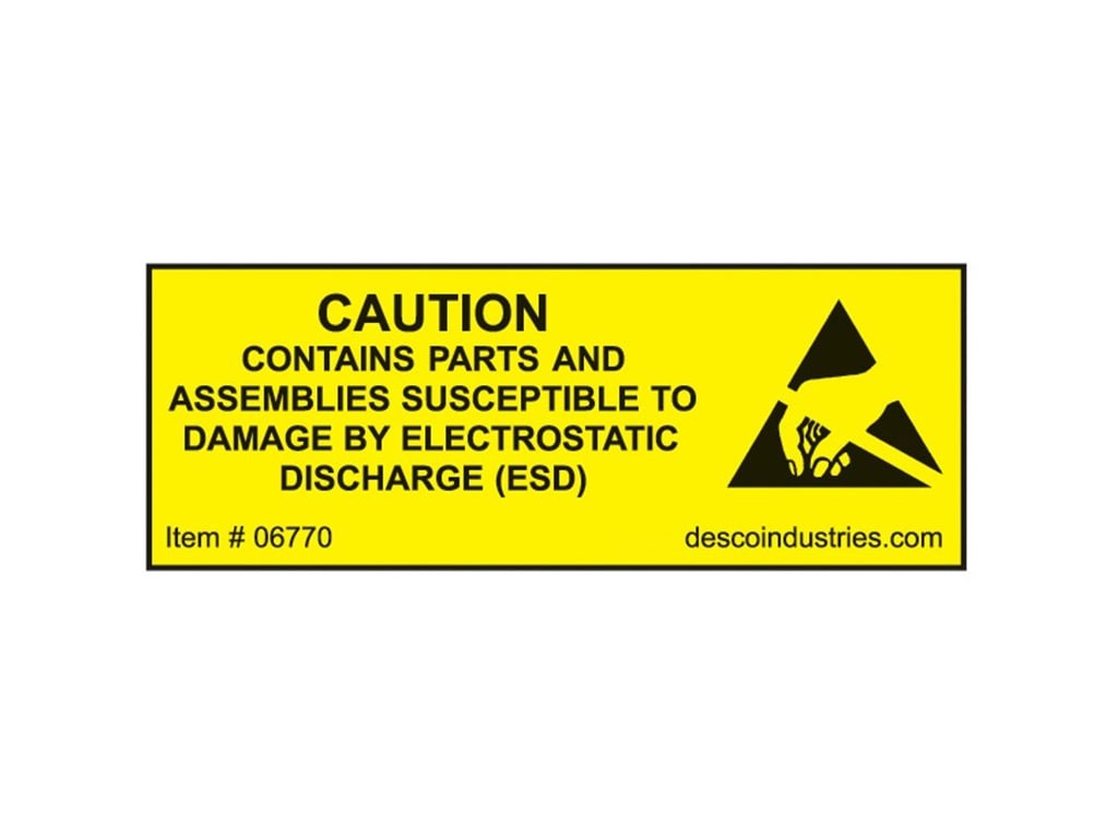 Desco 06770 - Equipment Containing ESDS Label, 3/4' x 2', 500/Roll