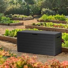 Keter Atlas 270L Garden Outdoor Storage Box LOCKABLE Bin Store Shed Grey 