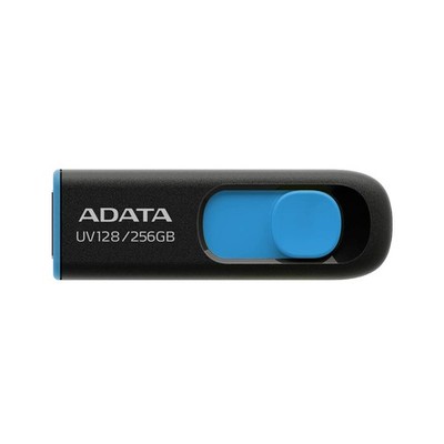 ADATA UV128 USB-Stick 256 GB schwarz und blau ohne Kappe (AUV128-256G-RBE)