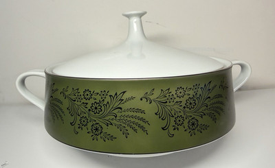Vintage Noritake Walden Fine China Green Covered Vegetable Bowl Casserole Dish