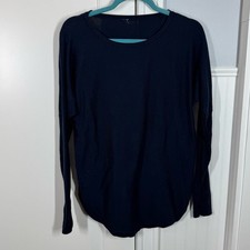 Lululemon 100 Merino Wool Long Sleeve Sweater Navy Blue Sz 8 - Great Condition
