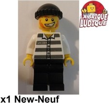 LEGO Personaggio Minifig City Bandit Ladro Prigioniero Berretto Nera Dente Rotto