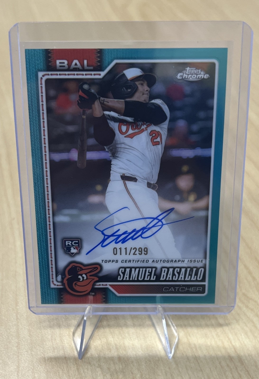 2026 Topps Chrome Baseball - Samuel Basallo Aqua Refractor Rookie Auto /299