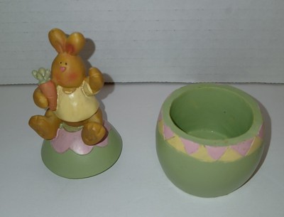 Easter Bunny Rabbit Holding Carrot Trinket Box Decoration