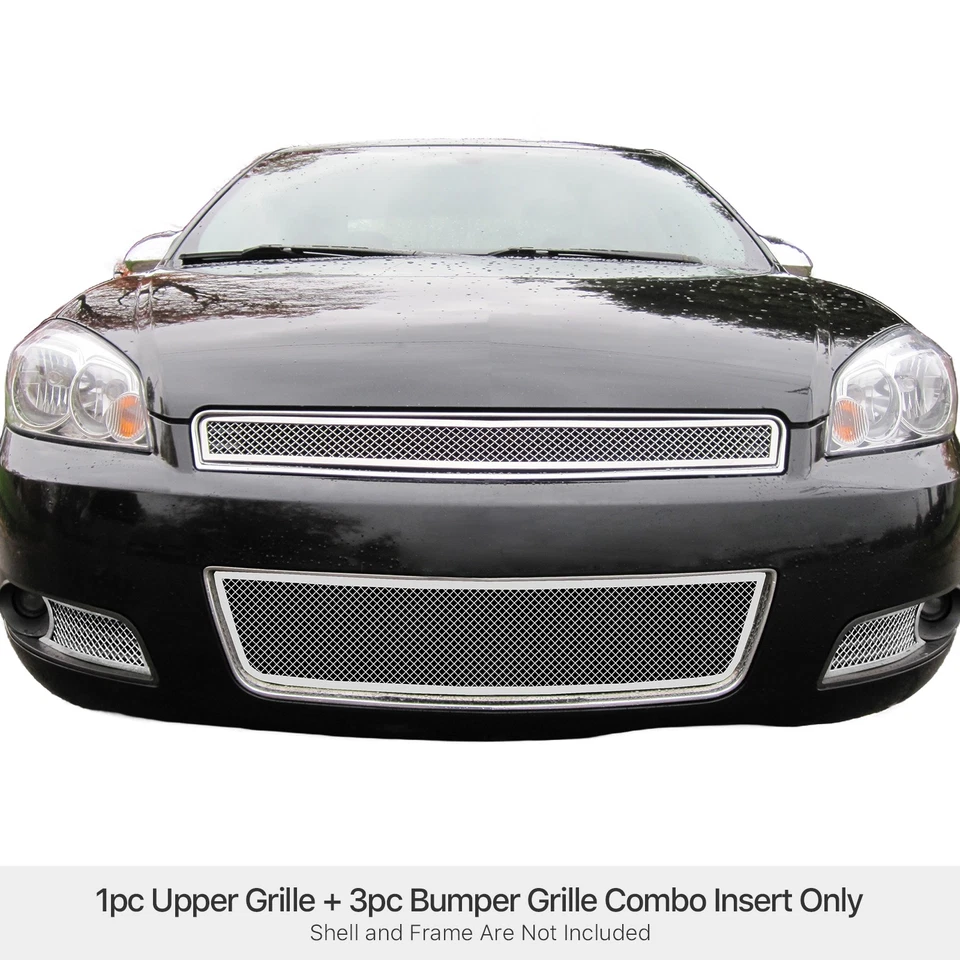 Combo de rejilla de malla cromada de acero inoxidable limitado para Chevy Impala/14-16 2006-2013 Foto 3 de 4