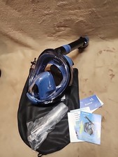 Greatever G2 Full Face Snorkel Mask Latest Dry Top System Foldable L / XL Blue
