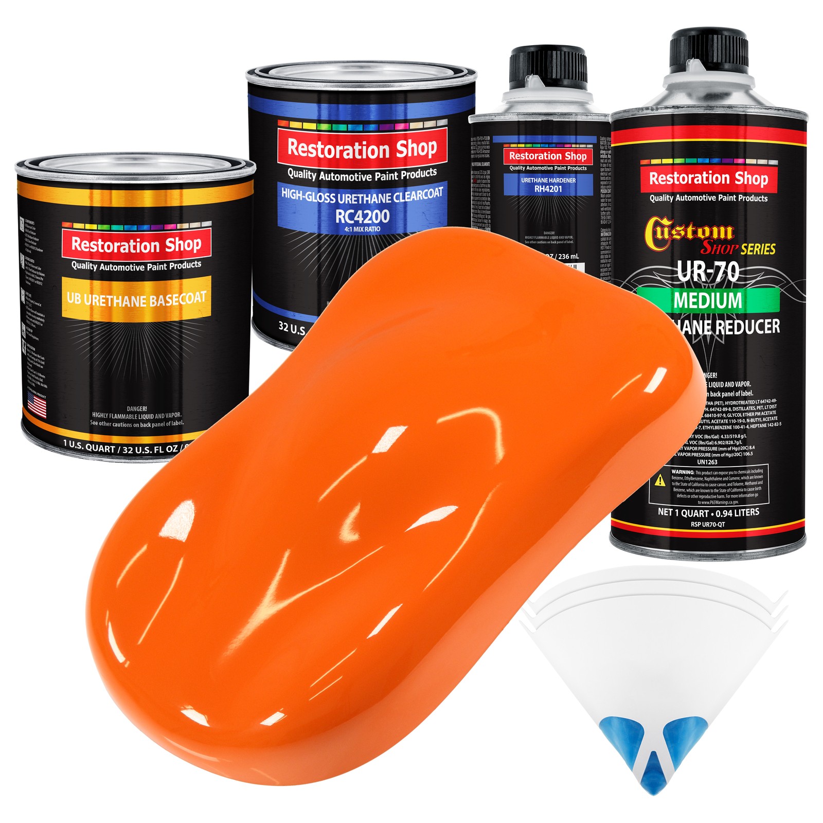 Omaha Orange Quart Urethane Basecoat Clearcoat Auto Paint Kit