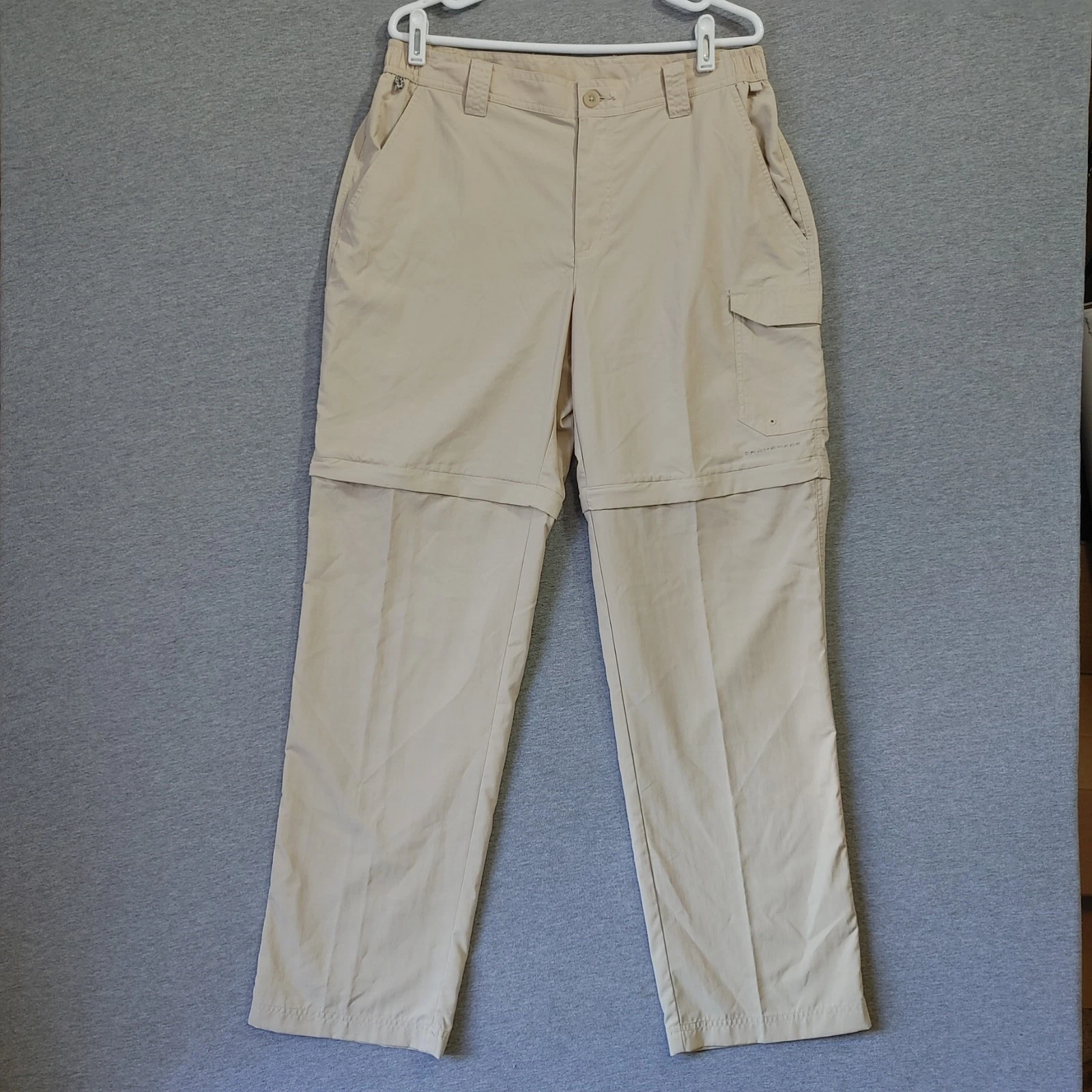 Columbia PFG Men 34x32 Convertible Zip Off Pants Shorts Omni Shade Beige Fishing