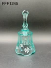 Vintage Fenton Green Art Glass Bell Hand Painted by D. Robinson