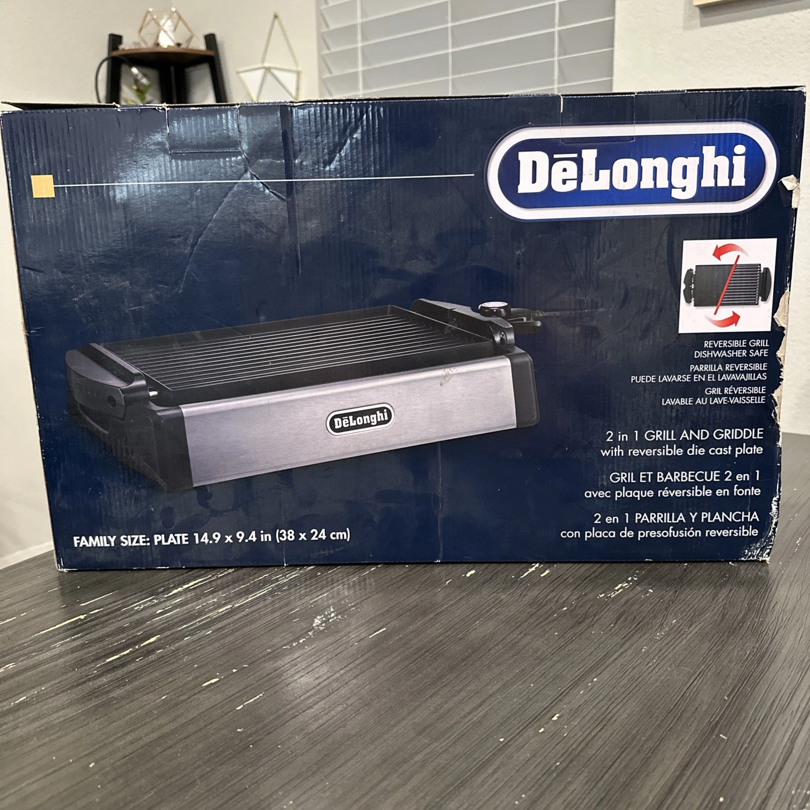 NEW DeLonghi Large Healthy 2-in-1 Indoor Grill & Griddle Non Stick