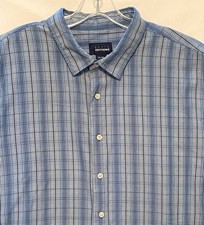 Basic Editions Blue Plaid Short Sleeve Casual...