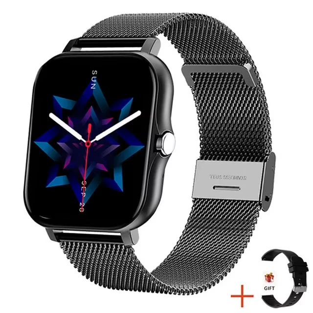 Reloj Inteligente Negro Para Iphone Android Samsung Apple Acero Inoxidable