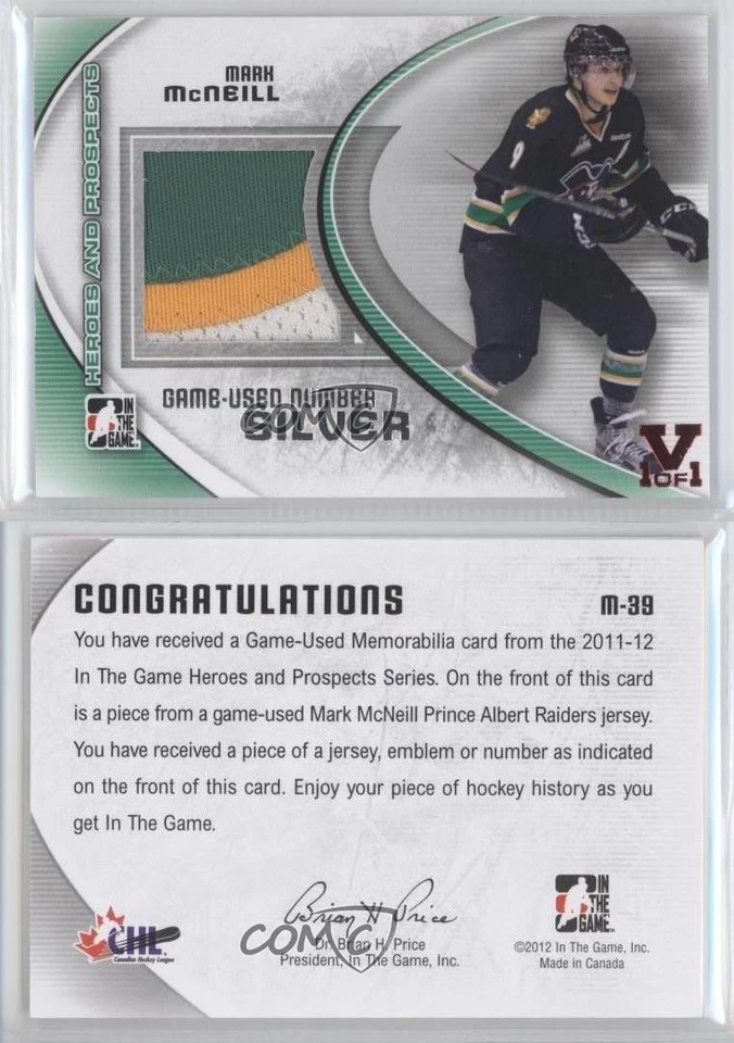 2011-12 ITG Heroes and Prospects Silver Number Vault Ruby 1/1 Mark McNeill 0f8 - Image 3 of 3