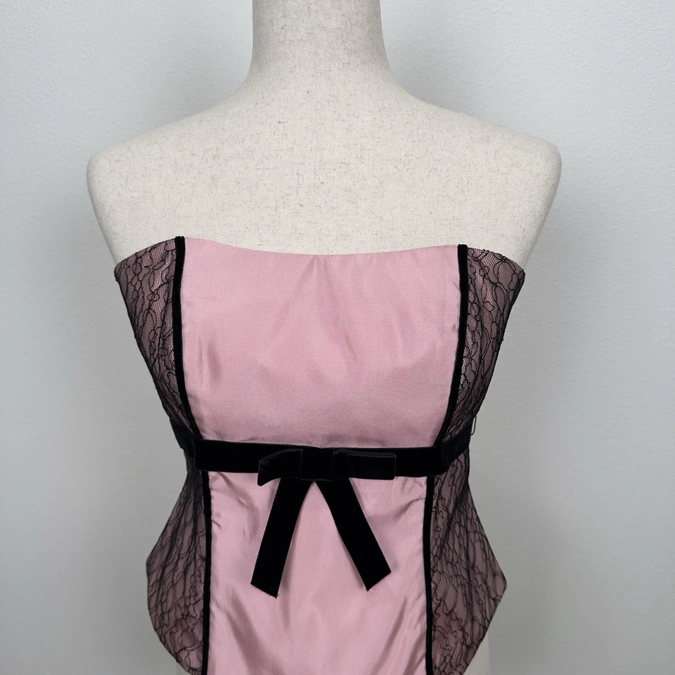 Corsé de novia David de colección top para mujer 8 rosa encaje delicado coqueta pinup años 90 EE. UU. Foto 4 de 4