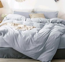 MooMee Bedding Duvet Cover Set 100 Washed Cotton Linen Like Textured Breathable
