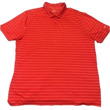 Nike Golf Polo Shirt Mens XL Red Striped Dri-FIT Standard Fit Performance Tech