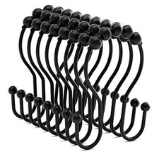 Shower Curtain Hooks Shower Curtain Black Double Shower Hooks - Roller Balls