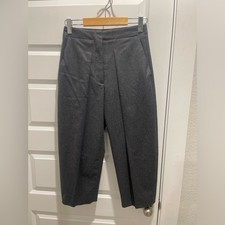 Stella Mccartney Cropped Pleated Front Wool Tapered ballon Pants Gray Size 36