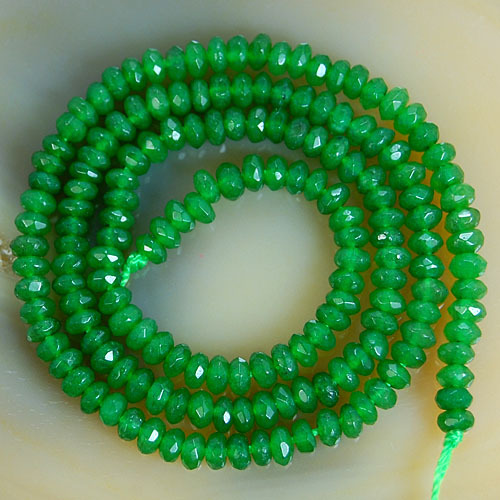 Facettierte Grüne Jade Rondelle Perlen 15 Zoll 2x4 4x6 5x8 6x10 mm Größe auswählen - Bild 2 von 5