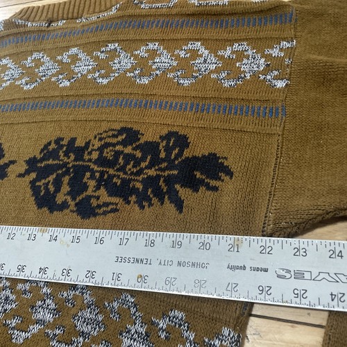 GENERRA Vintage 90s Sweater Men M Brown Preppy Western Paisley Floral Retro Knit - Picture 9 of 23
