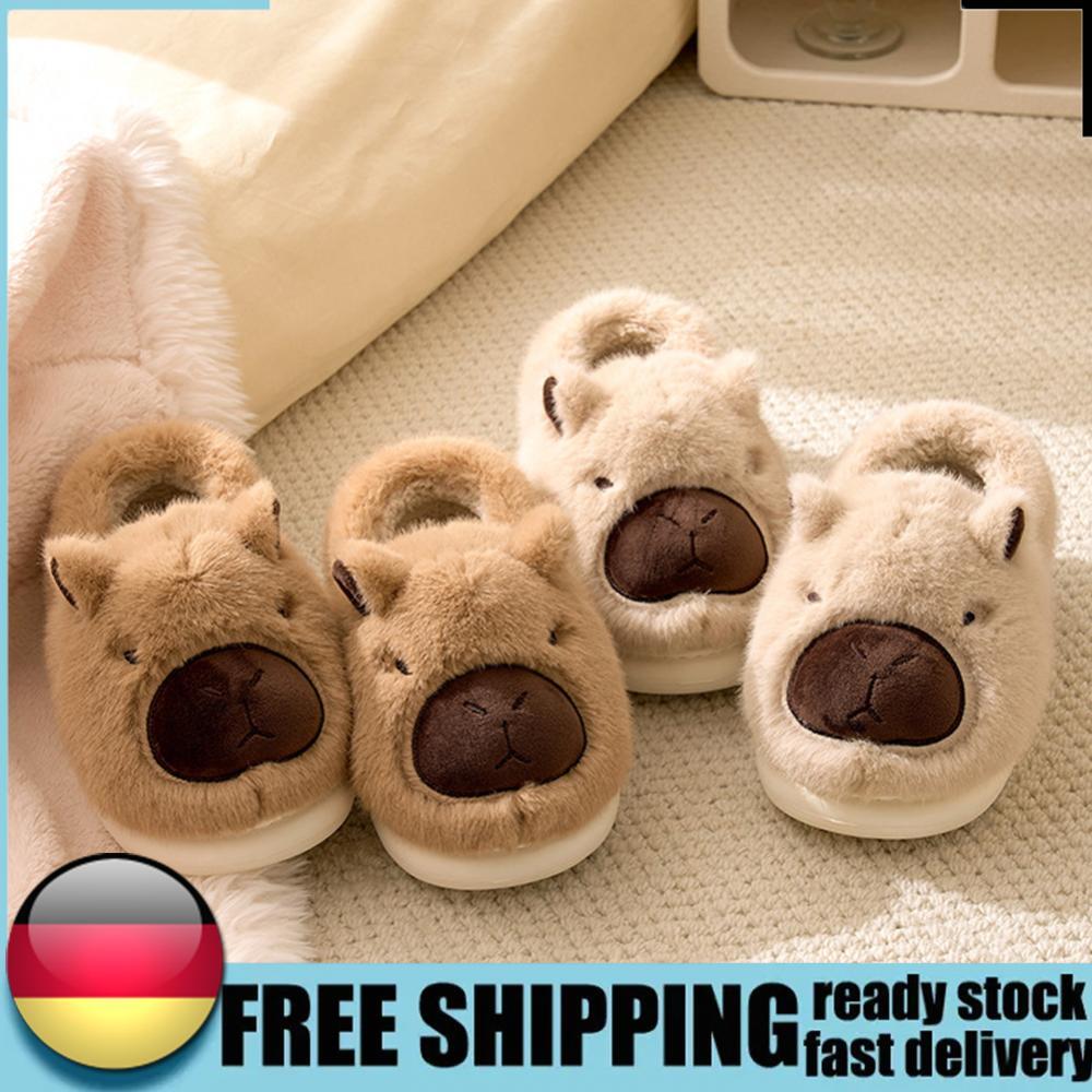 APL Plush Capybara Slippers Cute Slip on Ho Shoes Furry Animal Slippers for Women