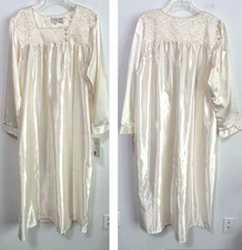 Go Softly Satin House Coat Robe Dress L Whisper White Intimates Romantic NEW