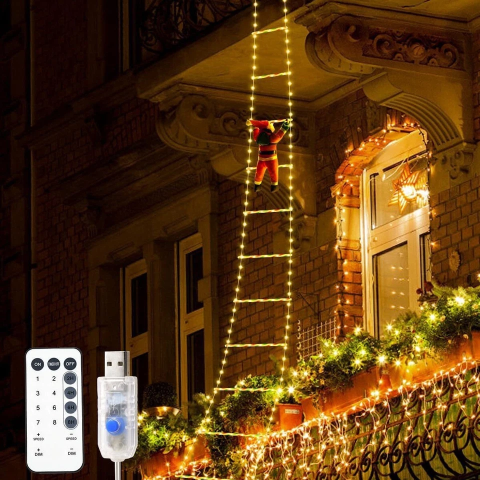 Hot 10ft Christmas Decorative Ladder Light with Santa Claus-LED Christmas Lights - Image 2 of 4