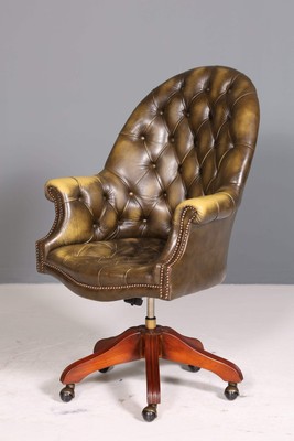 Original Chesterfield Bürosessel ''Wade'' echt Leder Sessel Bürostuhl 1 von 2