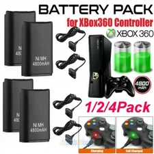 4x Rechargeable Battery Pack Charger Cable Dock For Xbox 360 Wireless Controller