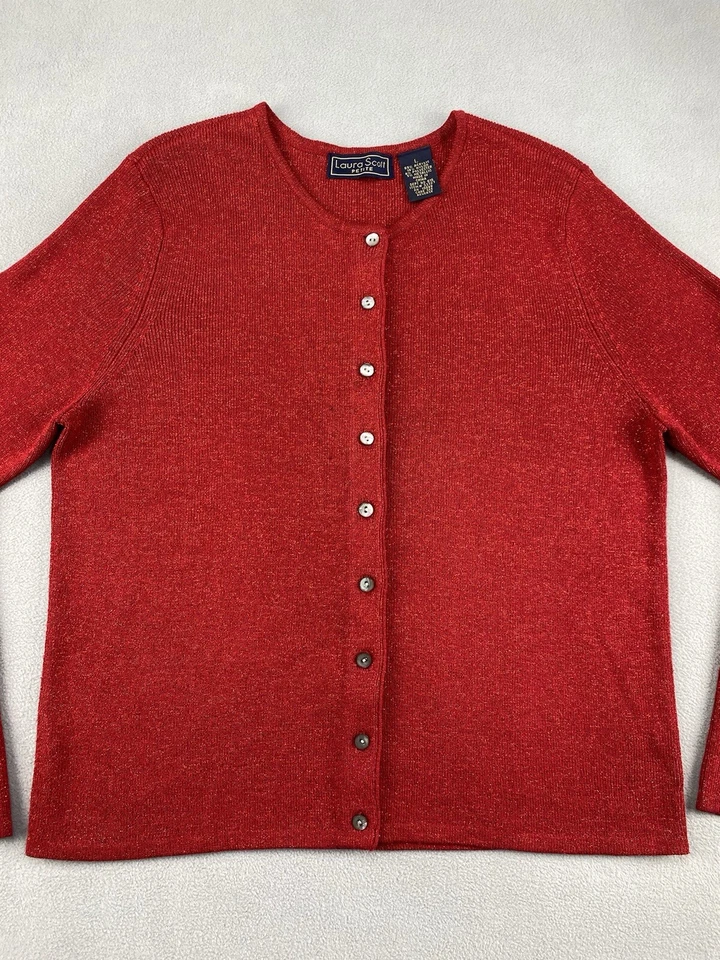 Suéter informal Laura Scott cárdigan con botones rojo brillante para mujer pequeño grande Foto 2 de 4
