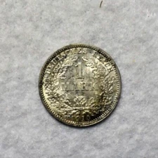 GERMANY 1 MARK 1910 D  BU SILVER COIN ( stock# 65 )